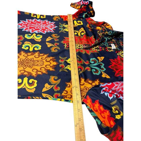 Gretchen Scott Colorful Mandarin Collar Stretch knee Length Dress Size LARGE - Picture 5 of 8